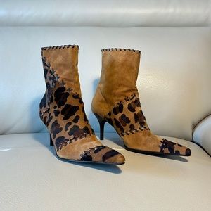SIZE 8 Vintage Casadei Suede Animal Print Ankle Boots